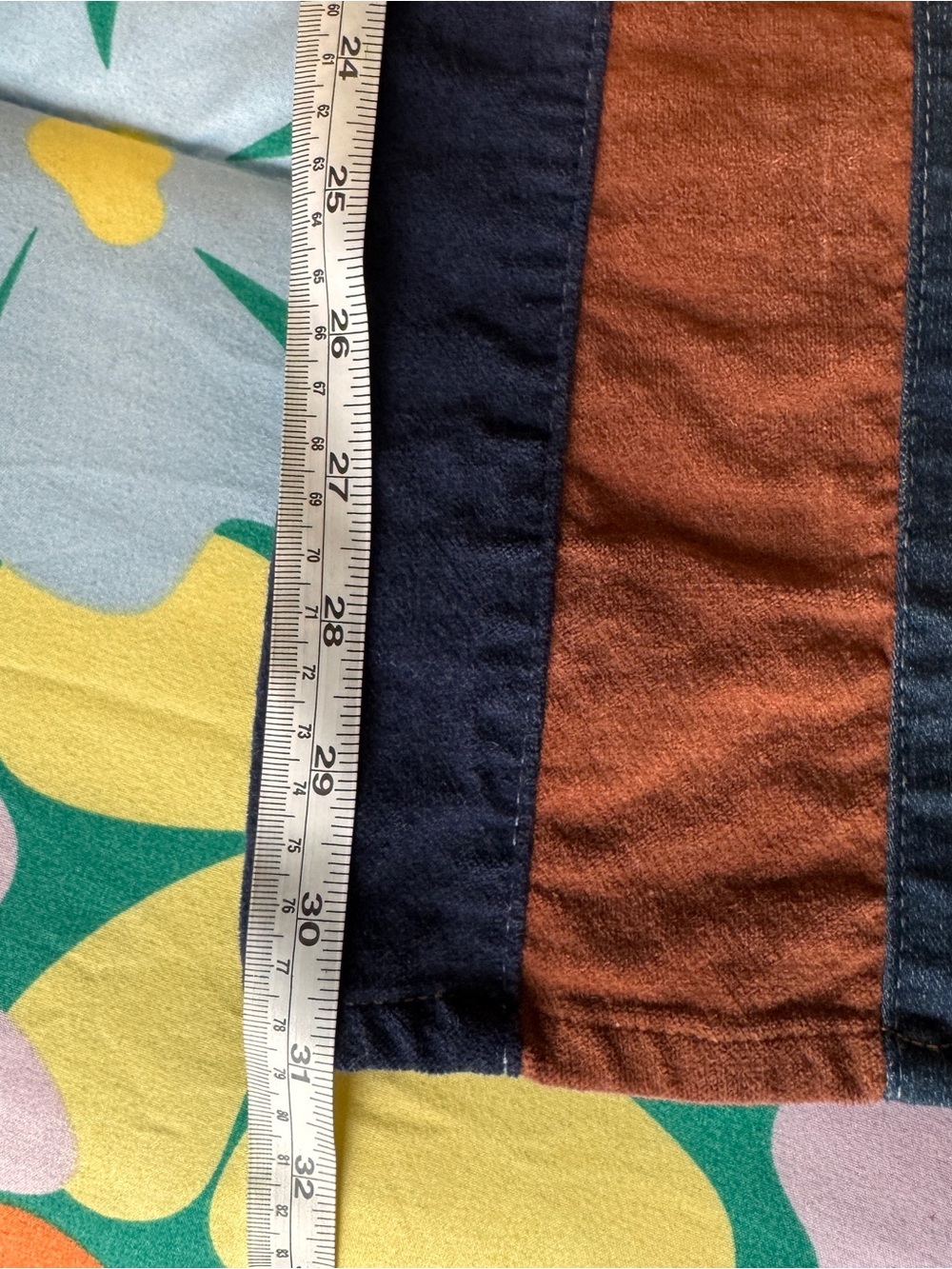 Altar'd State Women's Flared Jeans with Navy, Brown and Tan Panels - Picture 8 of 9